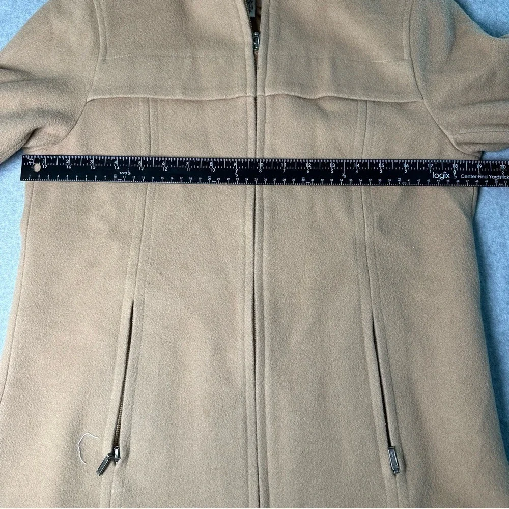 Talbots Women's Small Petites Camel Wool Blend Hooded Zip Up Jacket Coat - Picture 6 of 12
